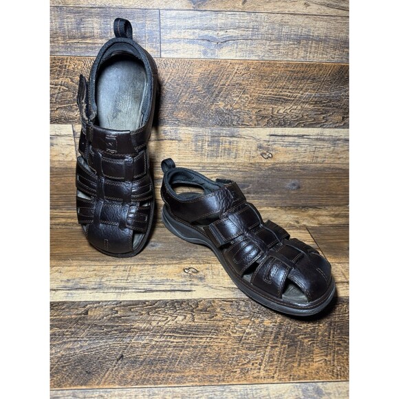 Clarks Men’s Brown Leather Fisherman Sandals –‎ Size 11M - Picture 1 of 10